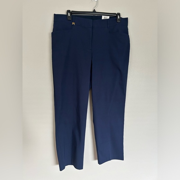 JM COLLECTION Regular Length Curvy-Fit Straight-Leg Blue Pants Comfort Size 18 S - Picture 8 of 10